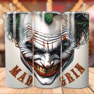 Joker Mad Grin Tumbler Wrap: 20oz/30oz Skinny Sublimation Design (Digital Download)