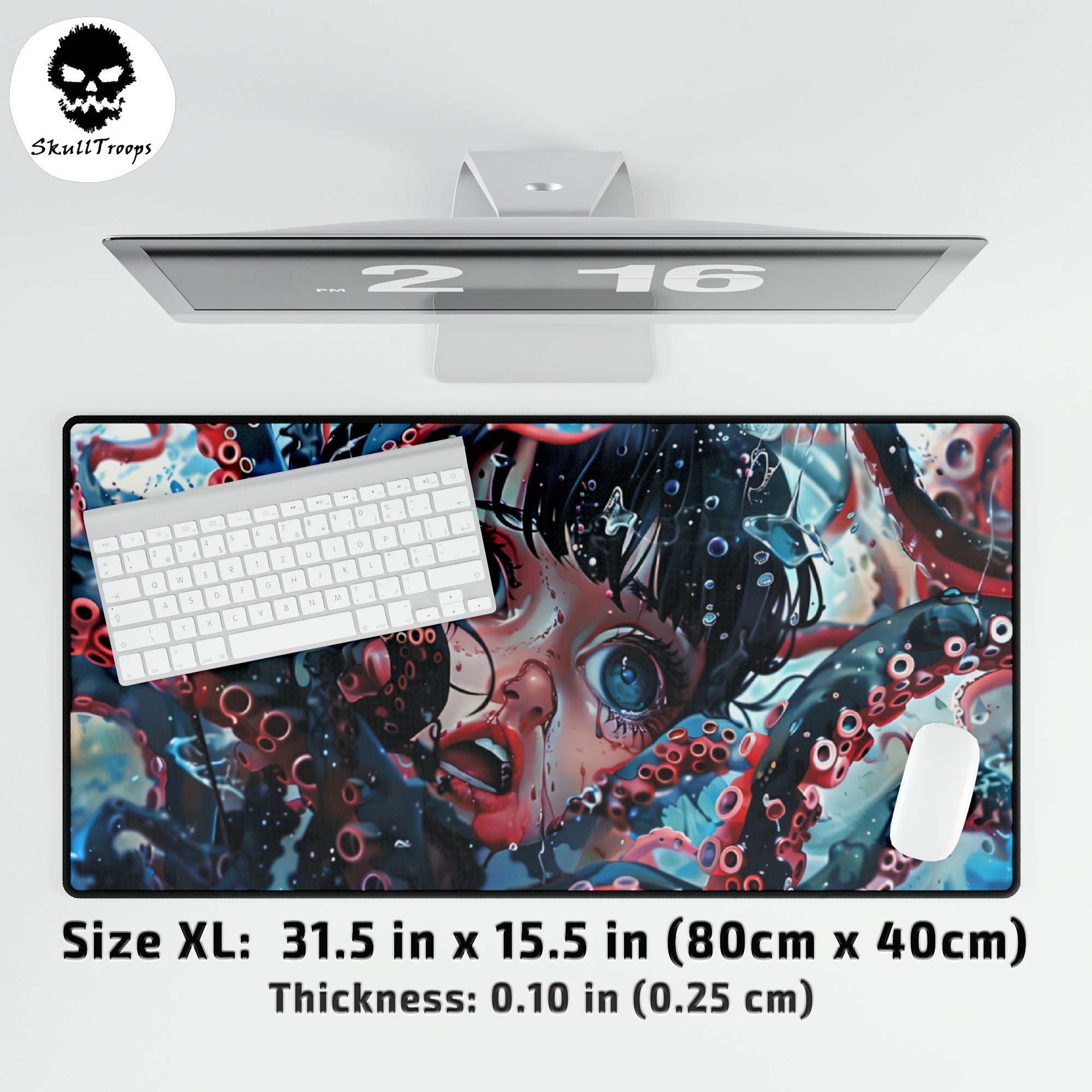 Tentacle Girl Gaming Mouse Pad: Large Anti-slip, Bloody Horror