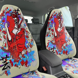 Housses de siège auto Skull Geisha Katana : décoration anime samouraï (lot de 2)
