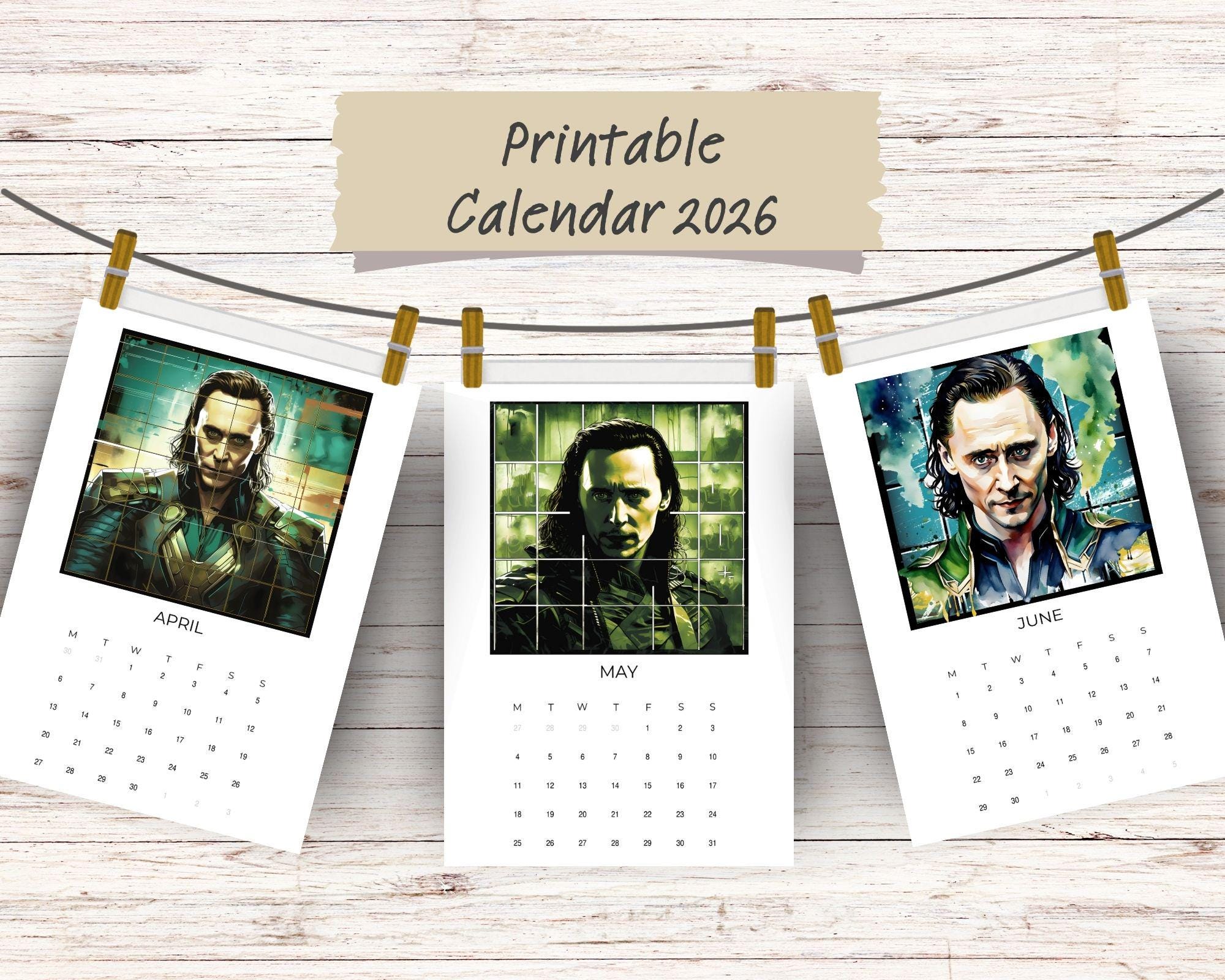 2026 Monthly Calendar Asgardian Superhero. Comicbook Geek Gift
