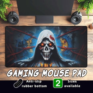 Skull Grim Reaper Gaming Mouse Pad: Large Anti-Slip Horror Desk Mat
