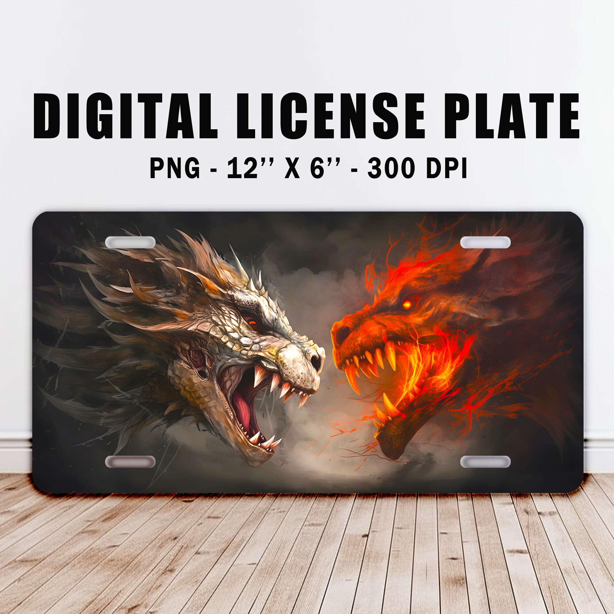 thumbnail image 2 of Abstract Dragon Flame License Plate Cover - 6x12 Inch Metal 2 of 12