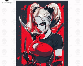 Harley The Slayer: Transparent PNG. Halloween Monster Hunter Design. Instant Digital Download, DTF DTG