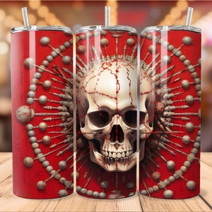 Czaszka Czerwony Hellraiser Tumbler Wrap 20oz/30oz Skinny Tumbler Sublimacja Projekt Natychmiastowe Pobieranie Cyfrowe PNG, Sinister Demon, Plakat Ścienny