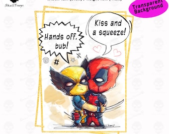Chibi Superheroes: PNG Tshirt Design. Instant Digital Download. Comic Characters Sublimation File