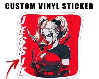 Personalized Harley The Slayer Vinyl Sticker: Comic Book Pop Culture Art, Superhero Fan Gift