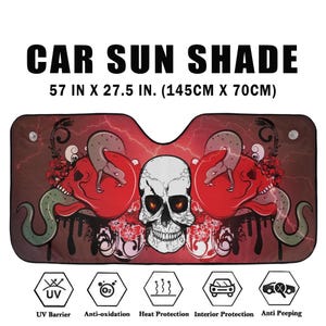 Skulls and Snakes Car Sun Shade. Auto SunShade, Car Windshield, Sun Visor Car, Windshield Sunshade, Car Decoration, Retro car window cover