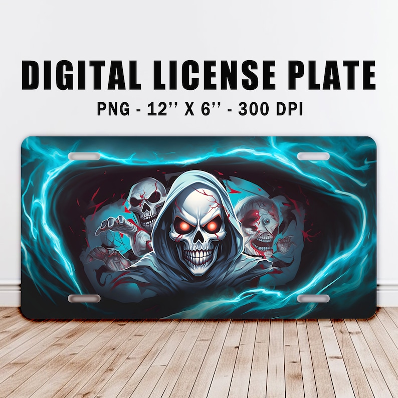 Skull Spectral Ride Car License Plate PNG: Spooky Design, Freaky Horror ...