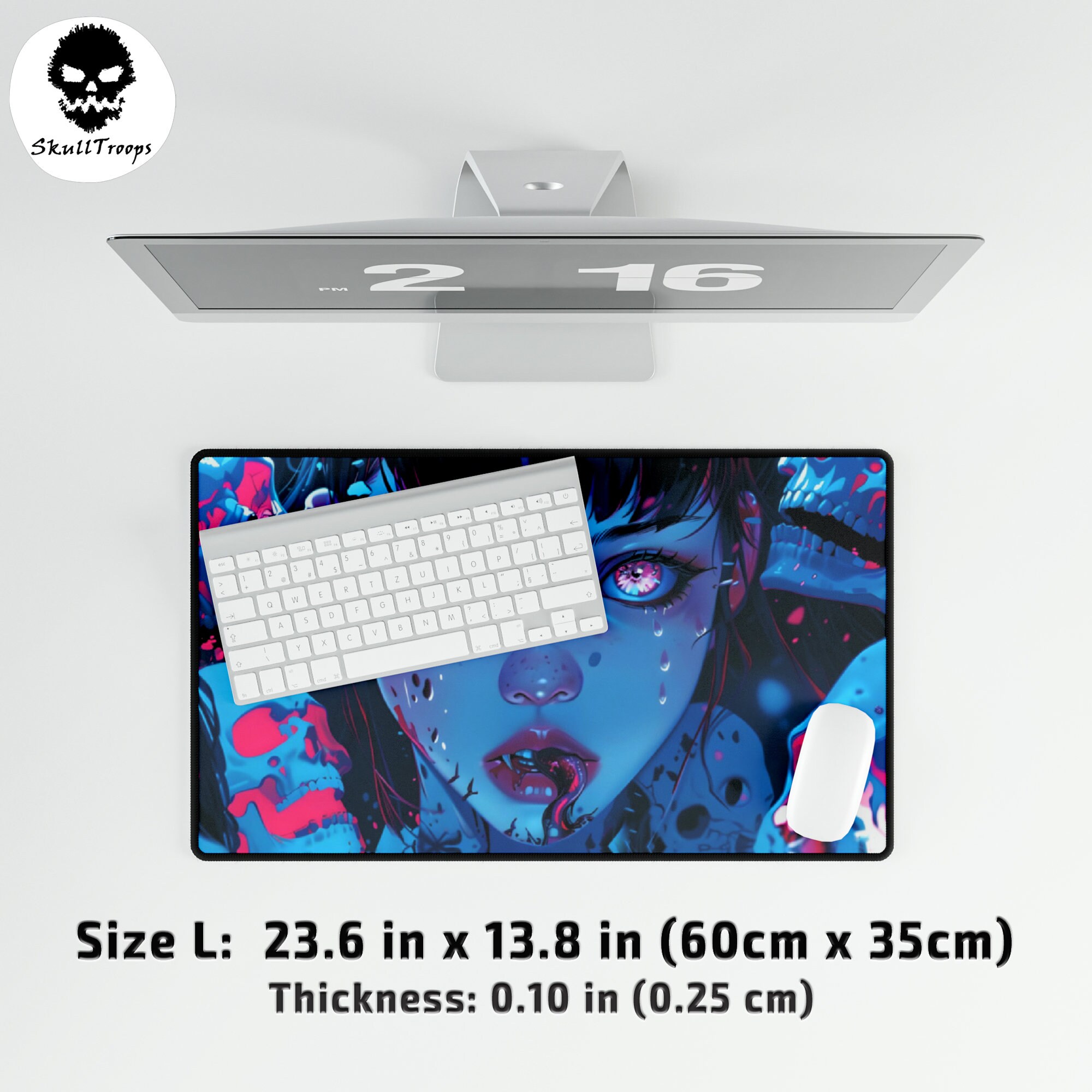 Snake Girl Gaming Mouse Pad: Neon Anime Horror Anti Slip Large