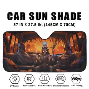 Skull Comfort Seaters Car Sun Shade. Auto Sun Shade, Car Windshield, Sun Visor Car, Windshield Sunshade, Car Decoration, Custom Skull Car