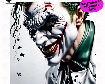 Joker Visage of Decay: Wall Art PNG. Resizable Digital Download, Living Room Canvas Print