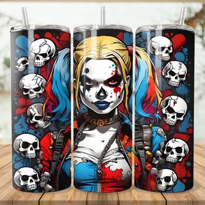 Harley Calaveras Skinny Tumbler Wrap: Skull Fan Art, Seamless PNG (Digital Download)