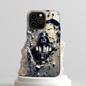 Tough Phone Case 3d Cracked Wall Carbonite Sith Lord. Dark Side Space Wars. Apple iPhone, Samsung Galaxy, Google Pixel Shock Protect Cover