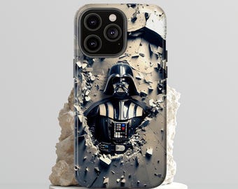 Sith Lord Tough Phone Case: 3D Effect Cracked Wall, Dark Side, Shockproof Cover