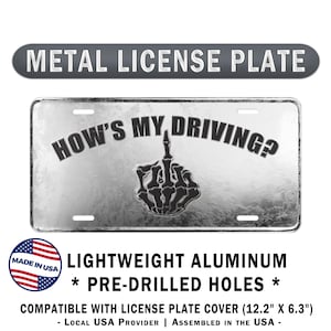 Metalen kentekenplaat. Hoe gaat het met het rijden. Weerbestendige, roestvrije kaptafel van aluminium. Cadeau slechte chauffeur, Road Rage, middelvinger Grappig cadeau