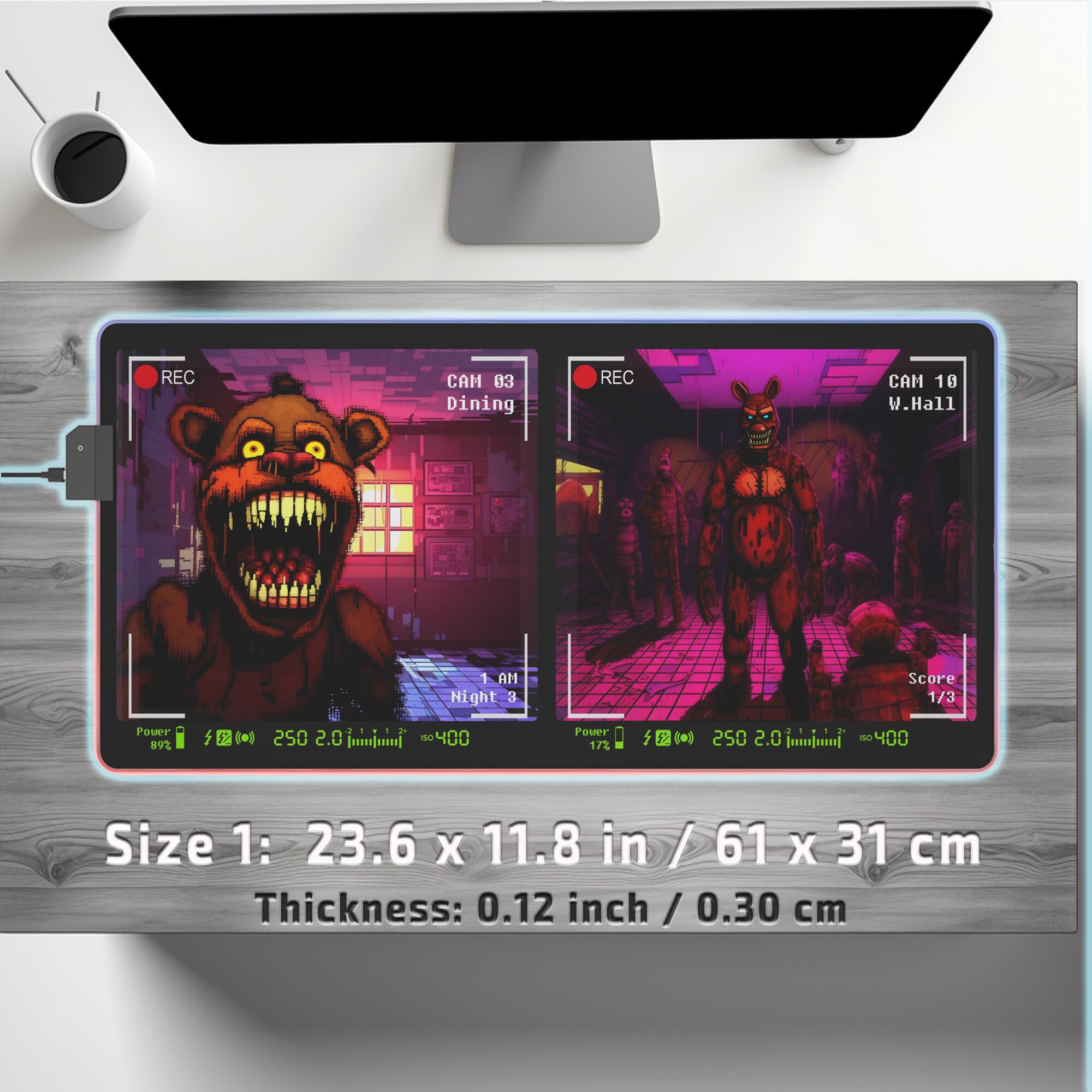 LED Gaming Mouse Pad Animatronics Footage. FNAF Inspired Anti-slip ...