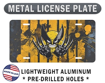 Metalowa tablica rejestracyjna samochodu superbohatera: Wściekłe pazury mutanta. Fan komiksów, prezent dla nowego kierowcy