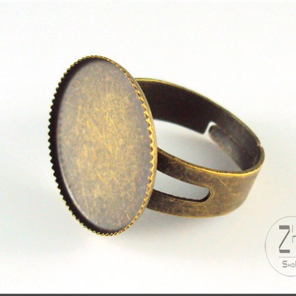 Bronze ring with cabochon support 18mm – par 1