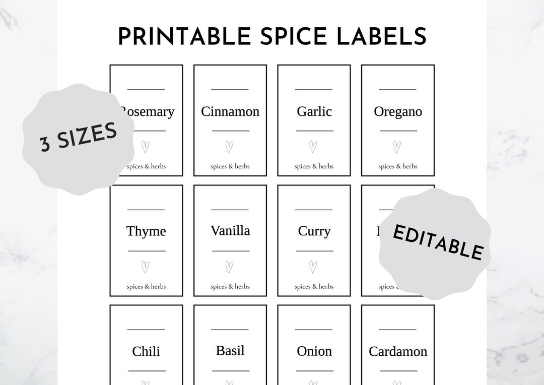 Spice Jar Label Template, Printable Seasoning Stickers, DIY Herbs Spice  Labels, Editable Kitchen Organize Labels CORJL LA050 lima (Download Now) 