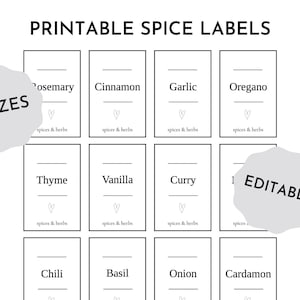 Editable Spice Jar Labels Template Edgy Font Minimalist Jar 