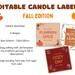 Fall Candle Labels, Editable Autumn Candle Template, Seasonal DIY ...