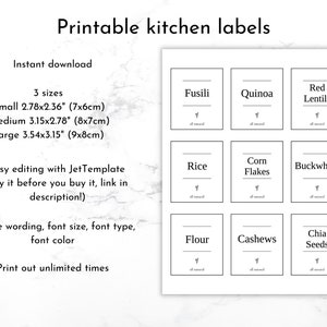 Printable Kitchen Labels, Pantry Sticker Template, Editable Storage ...