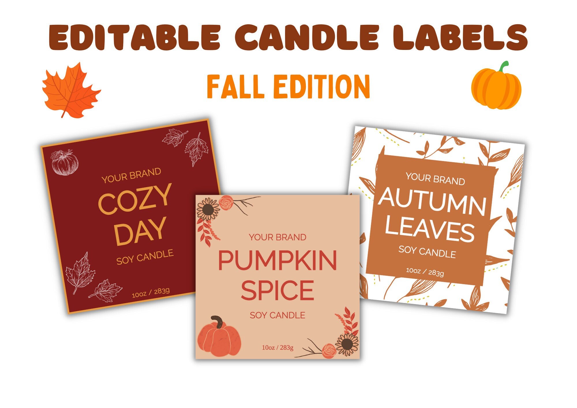 Fall Candle Labels, Editable Autumn Candle Template, Seasonal DIY ...