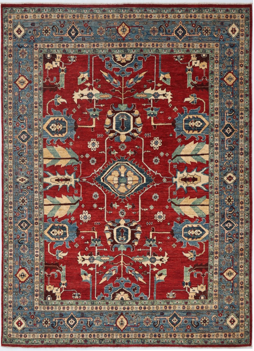 8x10 Heriz Large Area Rug Red Blue Handmade Natural Veg Dyed Etsy