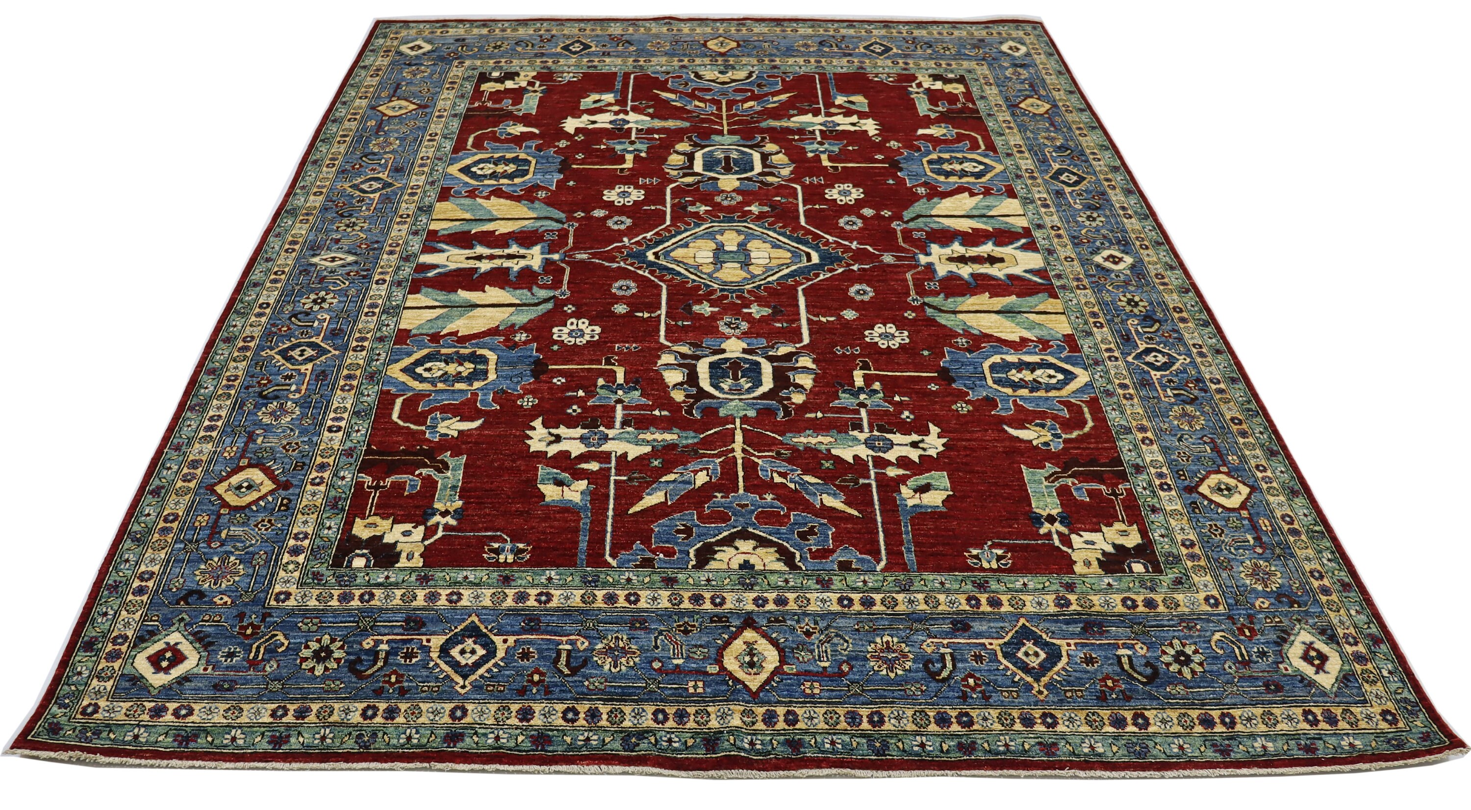 8x10 Heriz Large Area Rug Red Blue Handmade Natural Veg Dyed Etsy