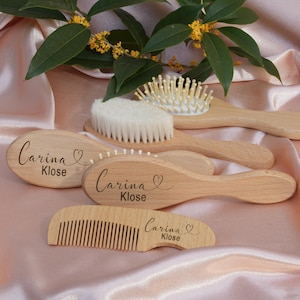 Personalisierte Baby-Haarbürste für Mädchen | Individuelle Holzbürste mit Name | Babyparty-Andenken