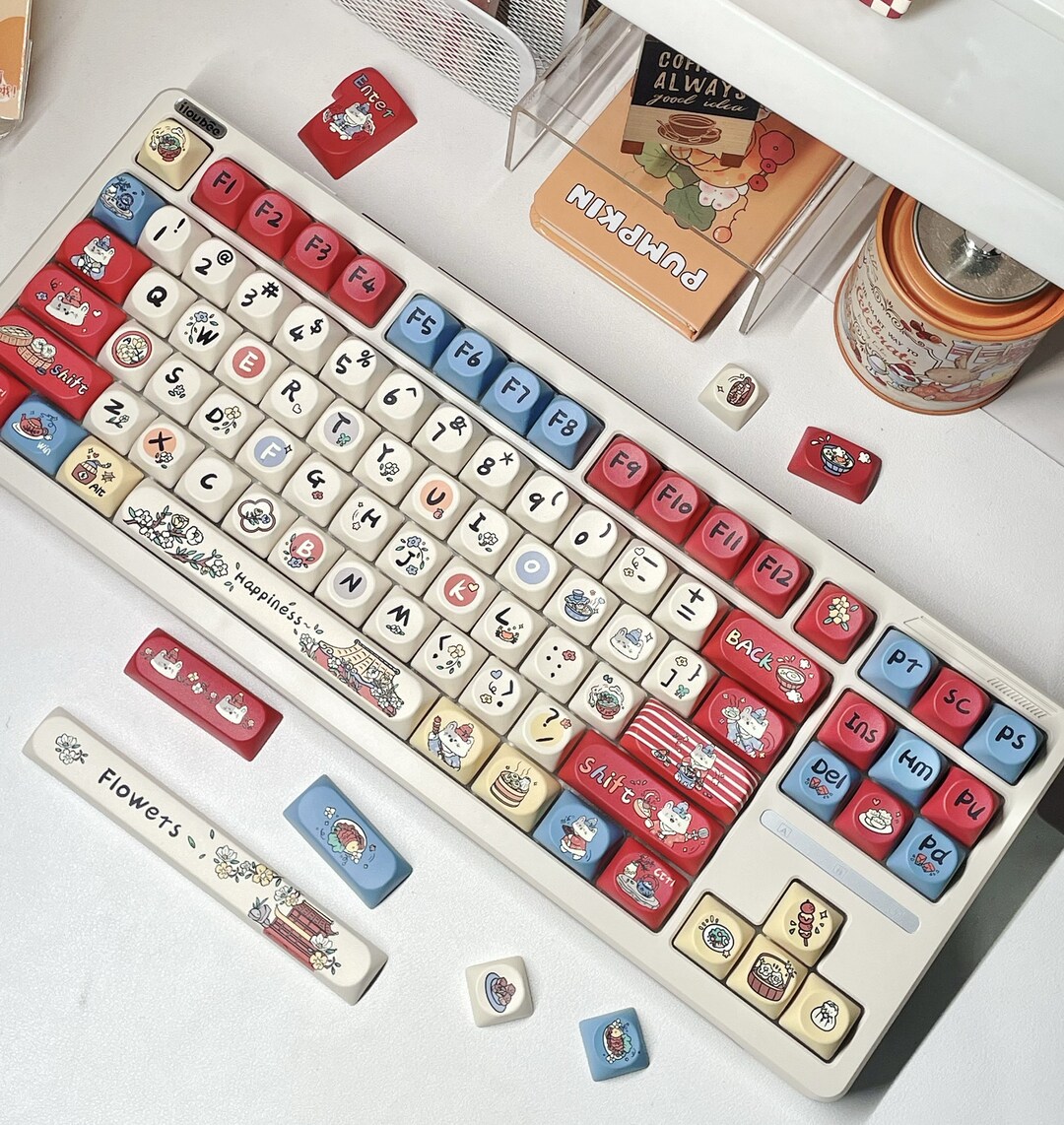 141key Kitten Chef Theme Keycap Set,catkeycap,so Profile Keycap,pbt ...