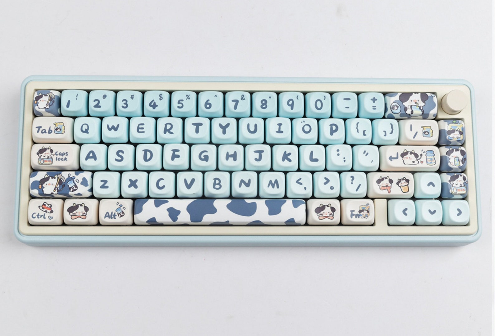 142pcsgradient Blue Cow Theme Keycap Setcute Keycapanime Etsy