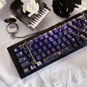140PCS Halloween Witch Feast Theme Keycap set,Purple Keycap,PBT Keycap,Mx-Switches Cherry Keycaps,Gaming Keycap,Mechanical Keyboard Keycap
