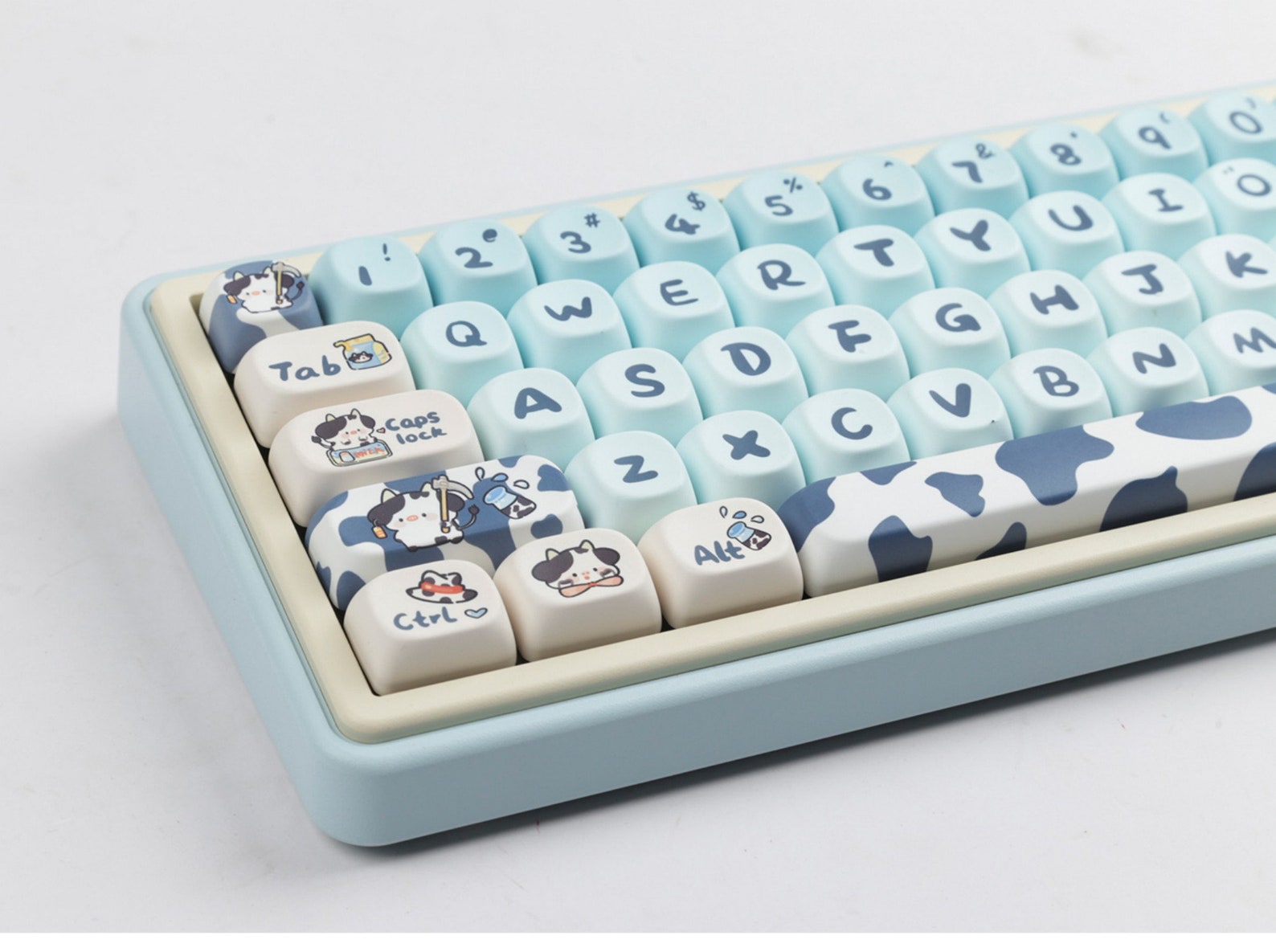 142pcsgradient Blue Cow Theme Keycap Setcute Keycapanime Etsy