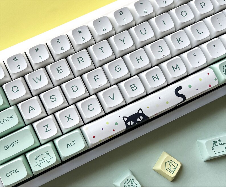 Strange Cat Theme Keycaps Set Cute Cat Keycaps Set PBT Etsy UK