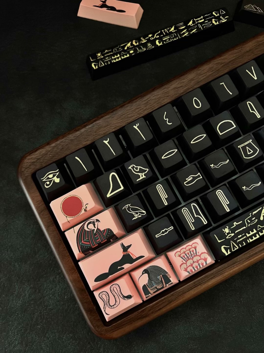 142pcs Ancient Egypt Theme Keycap Set,cute Keycap,pink Black Keycaps