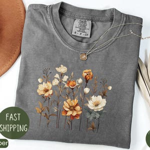 Comfort Colors® Vintage Pressed Flowers Shirt Botanical Floral Tshirt Boho Cottagecore Tee Wildflowers Floral T Shirt Gift for Gardener