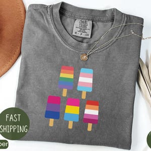 LGBT Rainbow Popsicles Shirt, LGBTQ Pride Tee, LGBTQ Summer Clothing,rainbow Ice Cream Shirt,pride Popsicles Tee,ally Colorful Ice Cream Tee