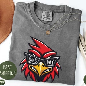 Cardinals With Game Day Glasses Mascot, Football Tshirt, Football Mom Tshirt, Cute Game Day Tshirt, Mascot Tshirt, Unisex Cut Tshirt