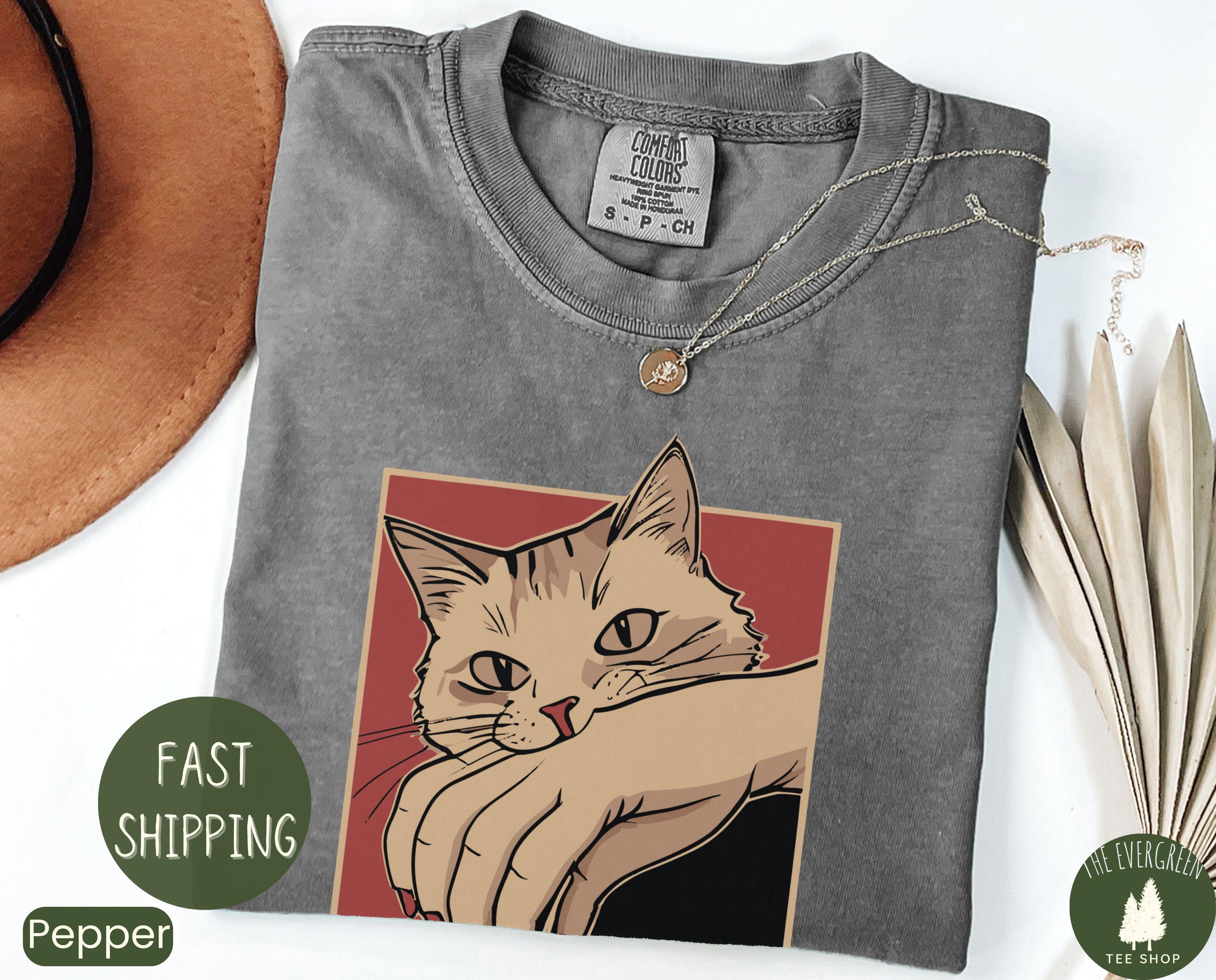 Vintage Cat Bite Shirt, Japanese Horror Anime Tshirt, Retro Graphic Tee, Horror Cat Shirt, Cats Crazy Shirts Cool Graphic Unisex T Shirts