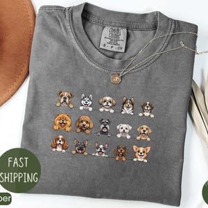 Dog Lover Animal Tshirt, Breeds, in A Row, Farm Animals Tee