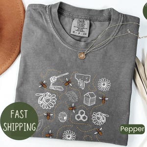 Vintage Bee Botanical T-shirt, Honeycomb Doodle Shirt, Unique Honey Bees Shirt, Bee Lovers Tee, Comfort Colors T-shirts, Bumblebees Shirt