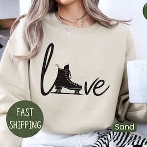 Ice Skating Sweatshirt, Love Skating Shirt, Women&#39;s Ice Skating Hoodie, Trendy Ice Skater Shirt, Ice Skating Gift, Skating Graphic Tee