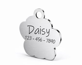 Custom Pet ID Tag, Glitter Paw Print