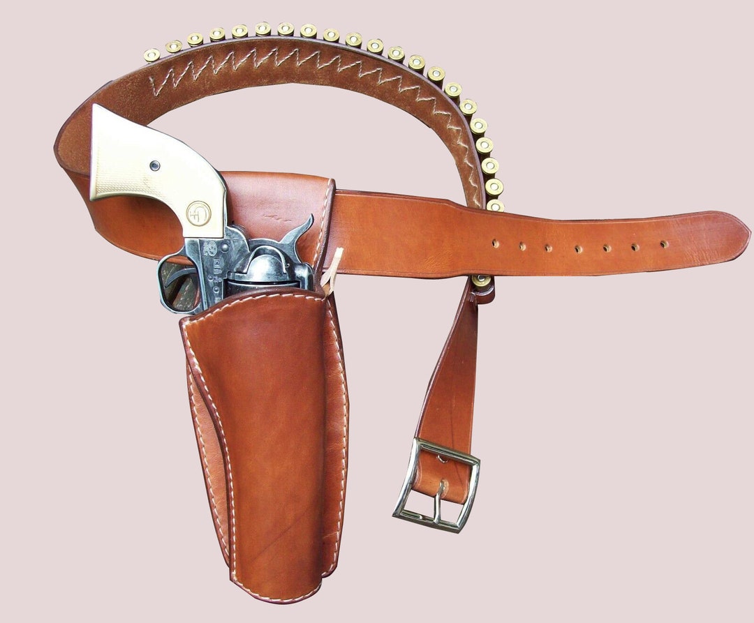 1911 Cowboy Western Gun Holster Belt .38/.357 Magnum Brown Leather