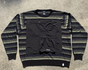 Pretty Cool Sweater - Upcycled Custom Striped Dockers Sweater with Columbia Pockets