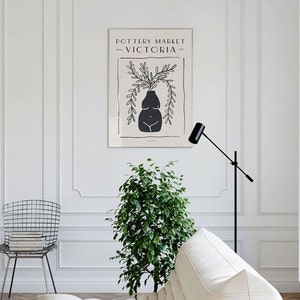 Pottery Market Victoria / Women Vase Leaf Print / Wildleaf Planter Ar / Body Jares Poster / Female Shaped Leaf Vase / Body Positive Art