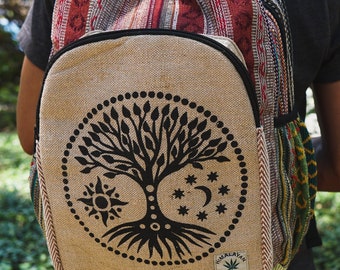 Handmade Hemp Laptop Backpack: Boho Festival Rucksack from Nepal