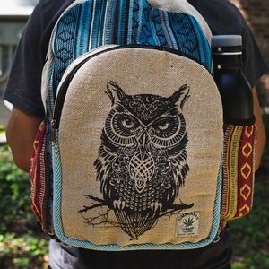 Handmade Hemp Laptop Backpack from Nepal | Boho Festival Rucksack with Laptop Pocket | Eco Gift for Men & Women