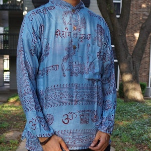 Handmade Nepal Cotton Boho Shirt | Lightweight Unisex Patchwork V‑Neck Tunic | Festival & Summer Top